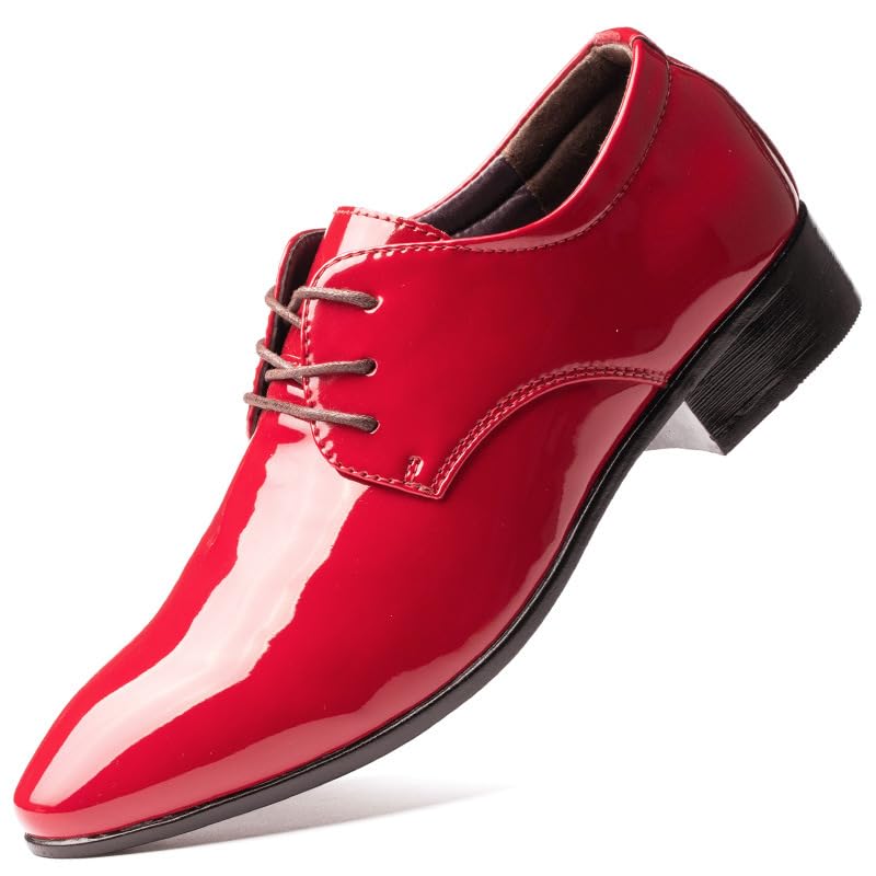 Kanggrei Chaussures habillées Classiques en Cuir PU à Lacets et Bout Pointu for Hommes, Chaussures Derby à Semelles en Caoutchouc antidérapantes for...