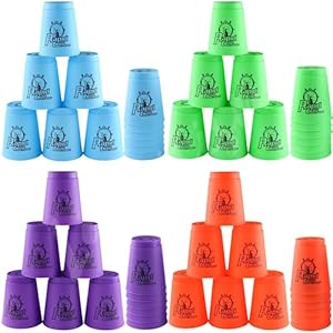 48Pcs Quick Stacking Cups Set, BPA-Free Material Sports Training Stacking Cup Game, Classic Family Game for Kids Adults Idea (12 Blue & 12 Green & 12 Purple & 12 Red)