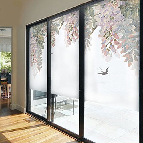 Xijier Privacy Window Film No Glue Window Cling Self Adhesive Static Cling Window Film Vinyl Home Separating Glass Decorative Frosted Glass Sticker 29.9