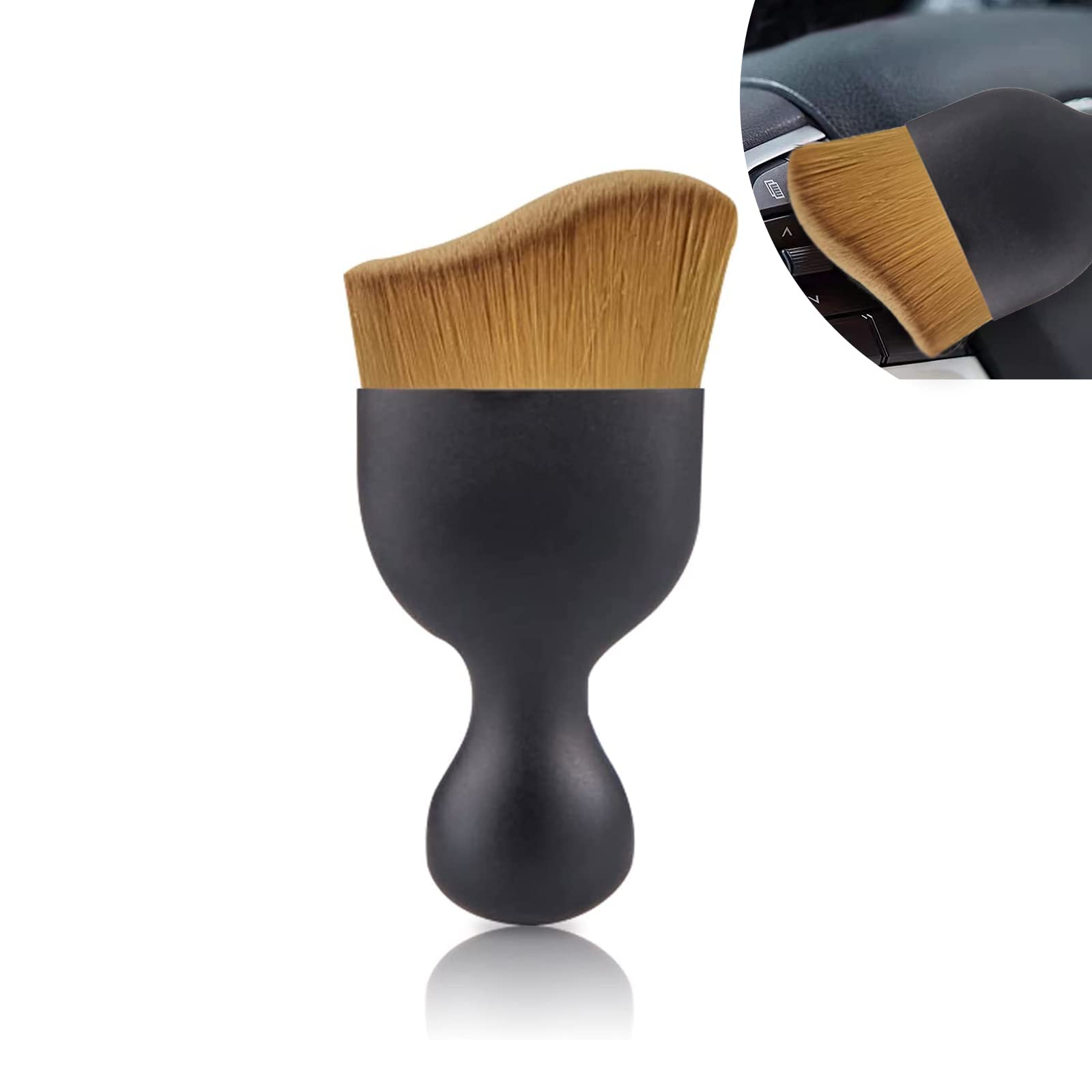 1 PC Car Interior Dust Brush, Auto Scratch Free Detailing Brush, Soft Car Interior Cleaning Brush Auto Accessories for Automotive Dashboard, Air Conditioner Vents, Computer (Dark Brown)