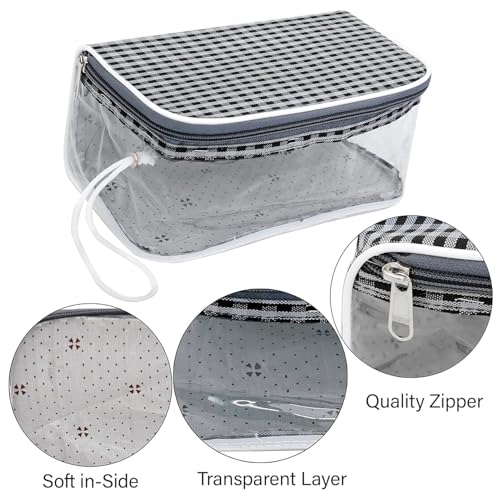 Image of Storite Set of 4 Travel Pouch Bags - Clear PVC Toiletry, Cosmetic & Storage Organizer Bags for Travel, Gym, Makeup & Daily Use Waterproof Zipper Bags