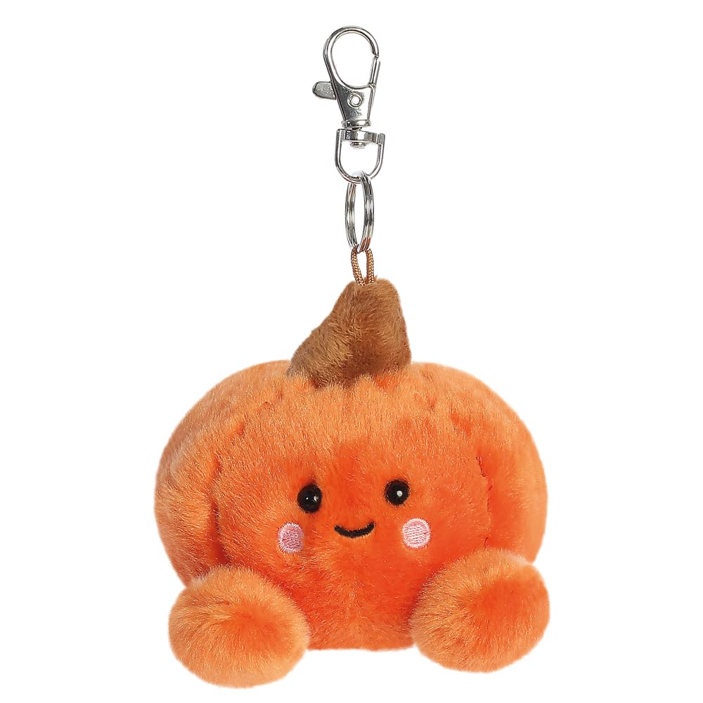 AURORA- 13597- Palm Pals Paisley Pumpkin Clip-On-10cm Soft Toy – Fun Collectable Plush for Kids and Adult Collectors - Perfect for Halloween Decorations and Gifts -Orange