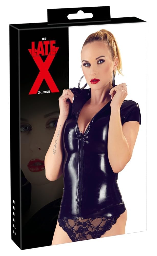 Late X Latex Shirt Zip, Black, Medium