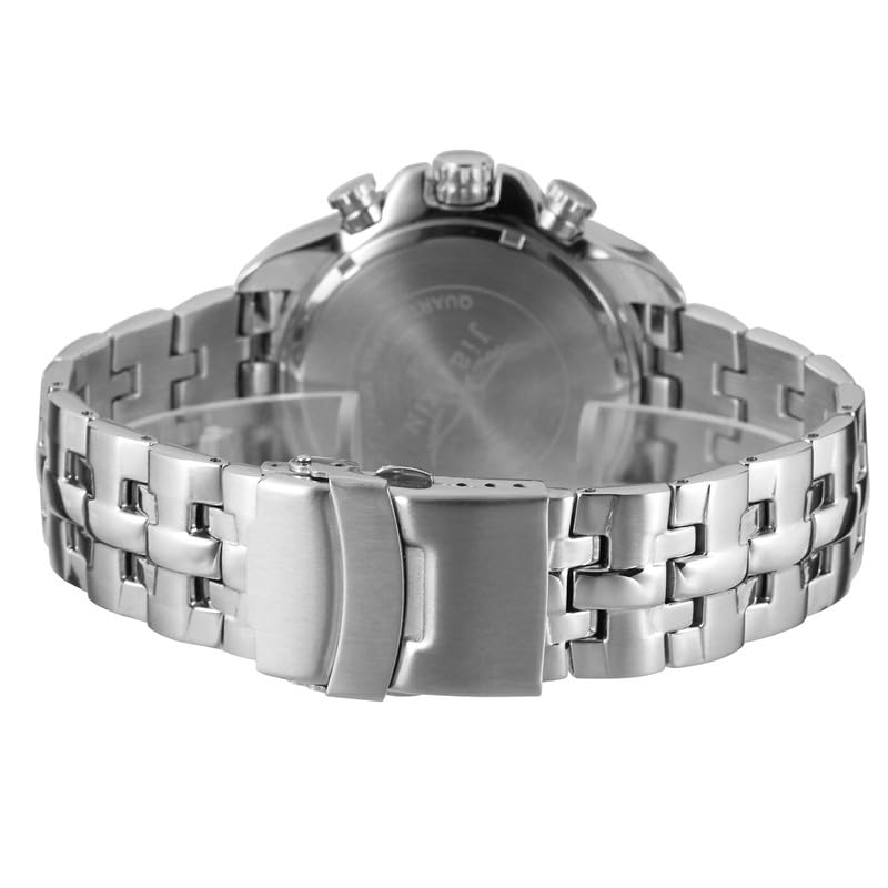 Image of Analog Watch for Men Silver Black- Battery Operated, Stylish Stainless Steel Wristwatch with Classic Round Dial - Formal & Casual Wear Silver Black