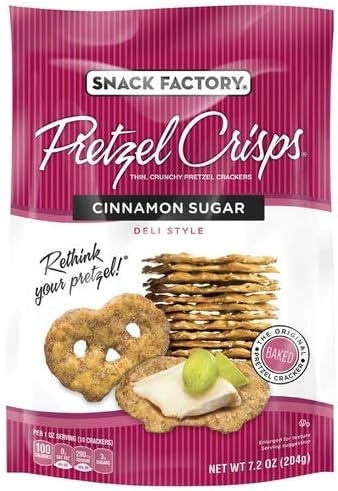 Snack Factory Pretzel Crisps, Cinnamon Sugar (Pack of 2)