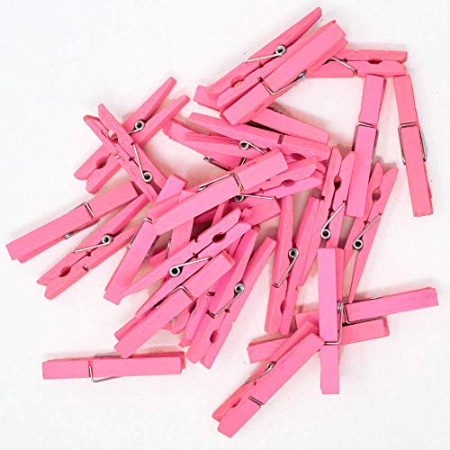 Just Artifacts 275-inch Craft Wood ClothespinsPeg Pins 100pc Baby Pink