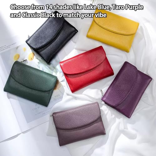Unisex Pebble Leather Wallet Small Womens Wallet Card Holder Leather Wallet With Money Clip For Coins And Cards For Men Women (#12)2