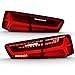AmeriLite for 2012-2015 Audi A6 / S6 [Full LED] Sequential Turn Signal Ruby Red Tail Lights Assembly Set - Passenger and Driver Side