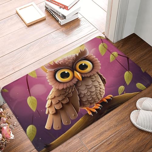 Paillasson antidérapant en caoutchouc lavable, motif chouette, tapis de porte d'entrée personnalisé, pour extérieur et intérieur, décoration...