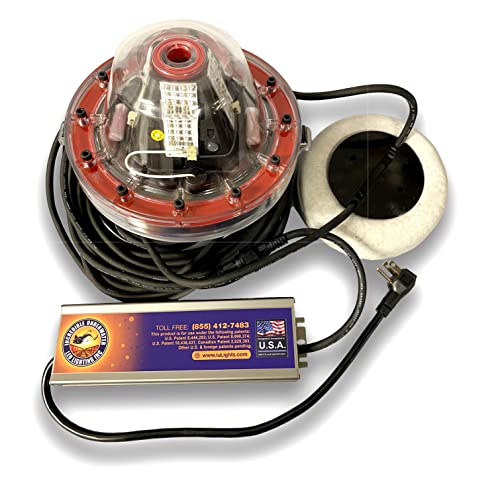 Mega-Watt Underwater LED Lighting System, Underwater Dock Light, Fish Light (3lb Anchor Weight Set, Red, 40 Foot Power Cord)