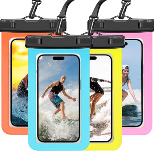 70 Years Loved 4 Pack Waterproof Phone Pouch IPX8 Universal Waterproof Case Dry Bag Phone Protector for iPhone 17/16/15/14 Pro Max Plus XS XR X8 Galaxy S25 S24 S23 Pixel Up to 8.4'(Multicolor 4)