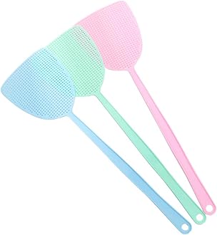 3 Pieces Fly Swatters Plastic Fly Swatters Long Handle Fly Swatters Manual Heavy Duty Plastic Flyswatter Fly Swatter Heavy Duty for Home Kitchen(Pink, Green, Blue)