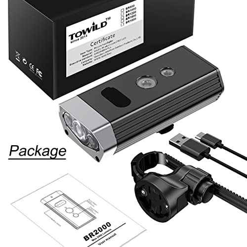 Towild Bike Lights With 2000 Lumens Super Bright Mountain Aluminum Alloy Metal Structure, Usb Rechargeable Bicycle Light, Ipx6 Waterproof Bike Lights For Night Riding #TOP7