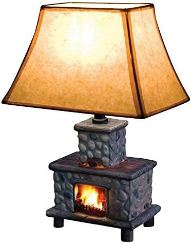 Hand Painted Ceramic Fireplace Table Lamp by J.S.N.Y.