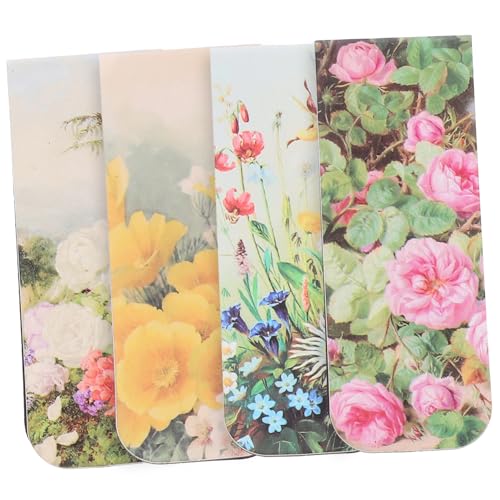 OUNONA 4個 磁性ブックマーク 薄型軽量 ページマーカー 付箋クリップ 学習効率向上 用と柔らかい磁素材 携帯便利 読書愛好家 学生向け