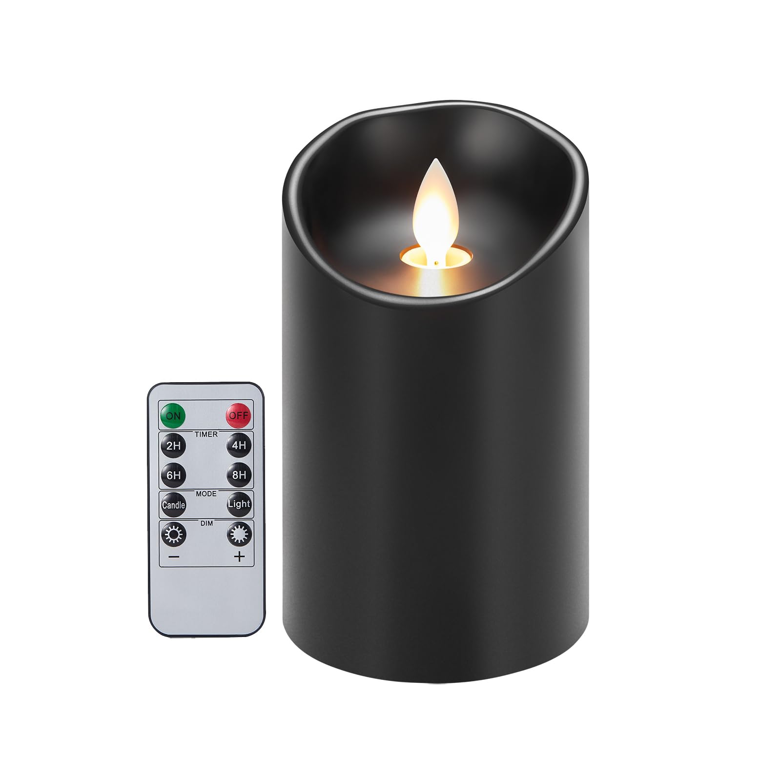Koelaa Velas LED, Velas de Batería, Velas Negras sin llama, Velas de Control Remoto, Velas Parpadeantes, para Salón, Navidad, Boda, Fiesta-7.5 * 10cm