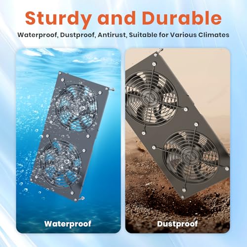 Image of FlexSolar 12W Solar Panel Powered Fan Kit, Dual Waterproof IP65 Fans, 2500RPM High Speed, Solar Exhaust /Intake Fan for Chicken Coop, Greenhouse, Dog House, Pet House, Outdoor Shed Ventilation