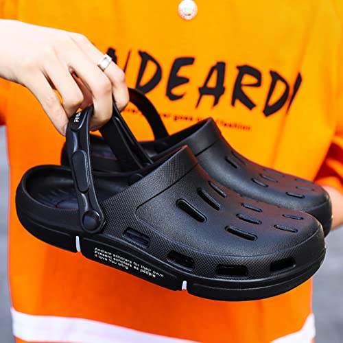 Men's Garden Shoes Classic Clogs Mens Summer Gardener Clog Water Sandals Waterproof Comfort Gardenning Clog Slip On Casual Walking Sandal Shower Beach Footwear Black 42 #TOP5