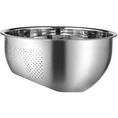 水切りボウル 米 とぎ ボウル 米洗いボウル 米とぎ専用ボウル こめときボウル 水切れも良い 304 ステンレス鋼の排水盆地 キッチン家庭用米洗い ボウル ザル ステンレス キッチン 収納水切り 米とぎ 硬い材質で錆びず (23cm,シルバー)