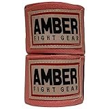AMBER Fight Gear Semi Elastic Professional 180” Hand Wraps with Hook and Loop Closure for Boxing Kickboxing Muay Thai MMA for Men and Women – 1 Pair (Pink)