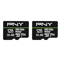 PNY Pack di 2 Schede microSDXC 128GB PRO Elite Prime Class 10 U3 V30 A2 + Adattatore SD