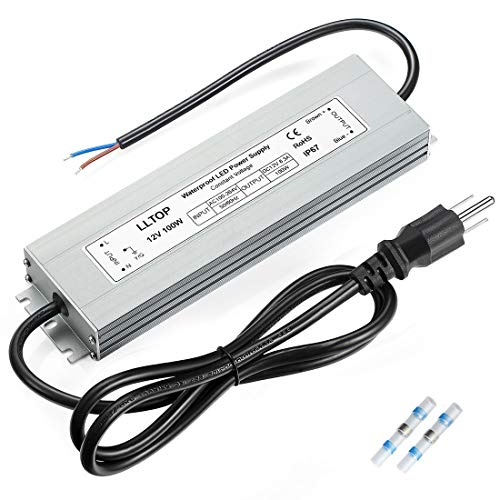 LLTOP LED Driver 100 Watts Waterproof IP67 Power Supply AC100-264V to 12V DC 8.3A Low Voltage Transformer Ultra Thin Adapter for Outdoor LED Lights