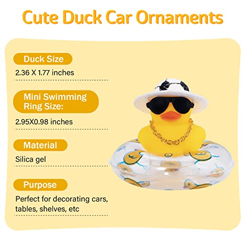 Image of wonuu Car Rubber Duck, Yellow Duck Decoration Dashboard with Sun Hat Swim Ring Necklace Sunglasses for Car Dashboard Decorations