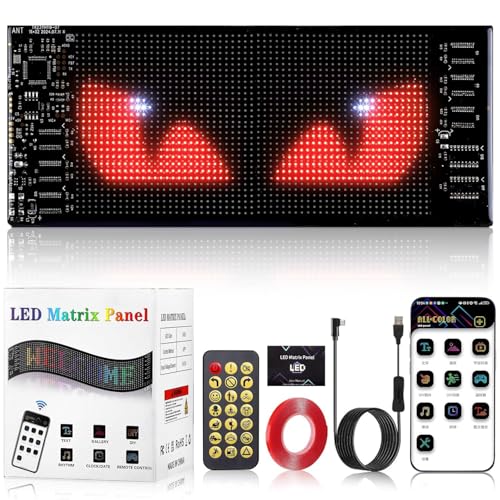 Image of RCUICA 1 Pack Led Devil Eyes for Cars, 2.8 * 6.8 inch /70 * 173mm DIY Car Dynamic LED Smart Colorful Eye Lamp, Programmable Flexible Car Window LED Display Screen Panel, Soft Screen with Smart APP Control