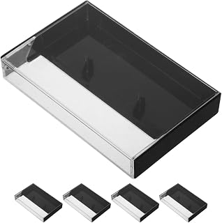 Ciieeo 5Pcs Cassette Tape Storage Box Clear Plastic