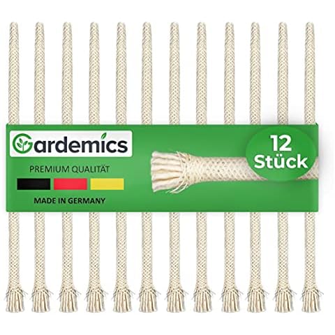 Gardemics Docht für Öllampen - Mit extra Langer Brenndauer - Besonders einfacher Wechsel - Made in Germany - D=9 mm - Garten-Fackel Docht - 20 cm Cover