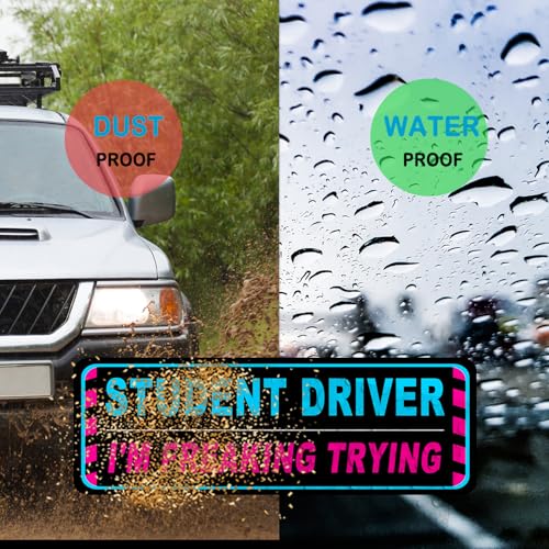 Image of 3 Pack Student Driver Magnet for Car, Magnetic Student Driver Sign for Vehicle, Reflective Warning Bumper Sticker Magnet Sign for New Driver, 10 inch x 4 inch (BLACK)