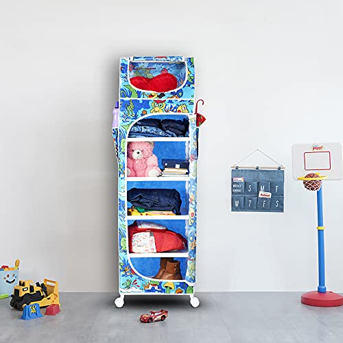 Image of Little One's | 6 Plastic Shelves Baby Wardrobe /Toy Organizer, ISI Certifed | Jungle Blue | TB6 /AB