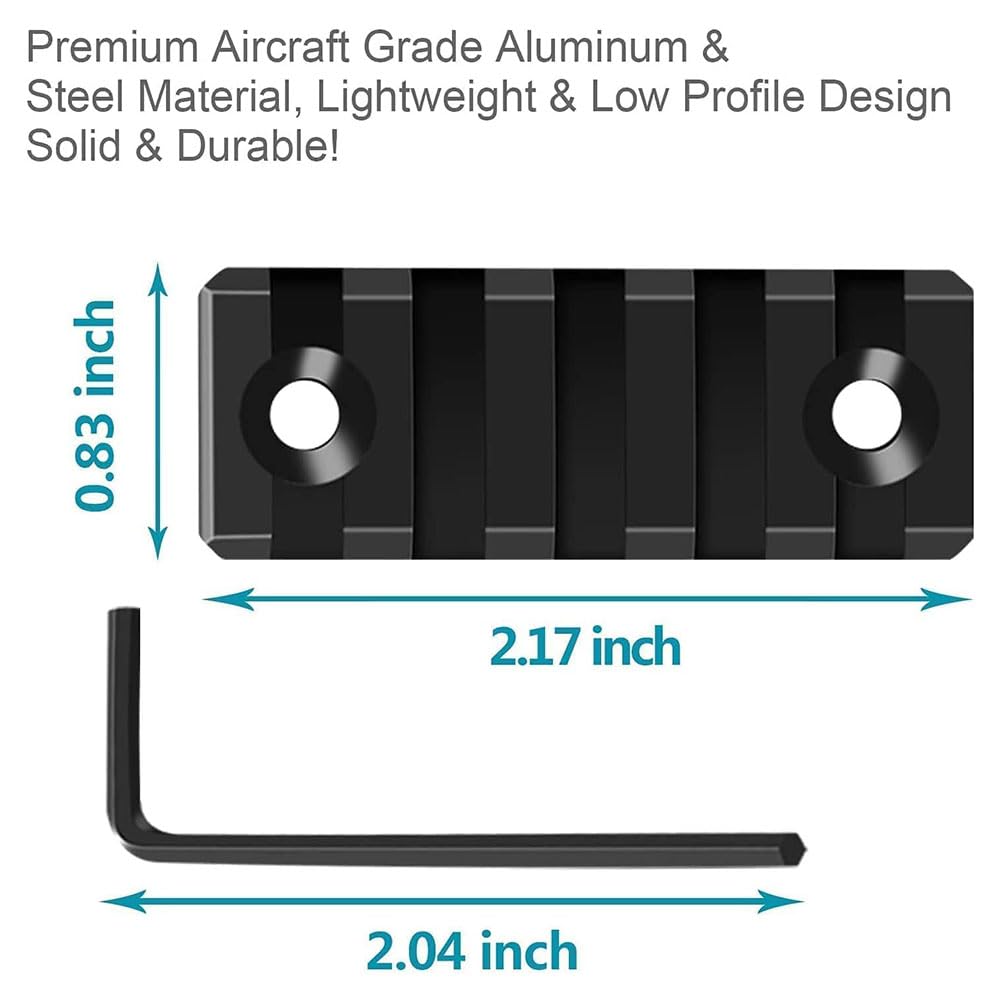 Paike 2 Stück 5-Slot M-LOK Aluminium Picatinny-Schienenabschnitt Zubehör – inkl. 4 T-Muttern und 4 Schrauben