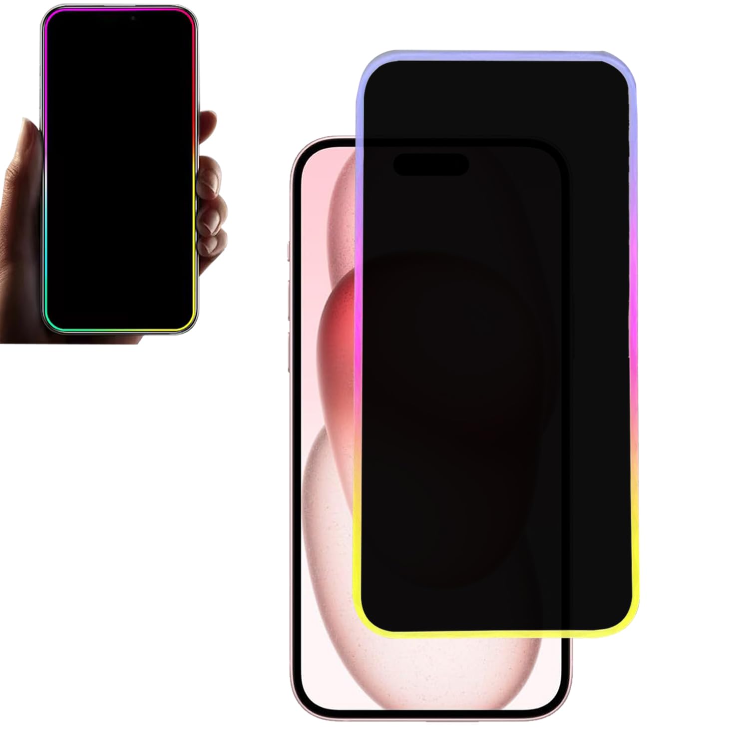 WIRIXSYD Privacy Screen Protector for iPhone 14 Pro Tempered Glass Electroplated Color Edge Anti-spy Tempered Film 6.1 Inch