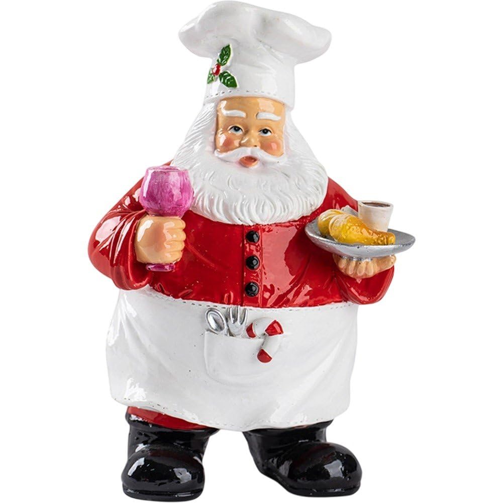 Vbsqic 1pc Christmas Santa Claus Figurine, Resin Christmas Chef Santa Claus Status Christmas Decorations Desktop Ornament for Home Office Table Fireplace