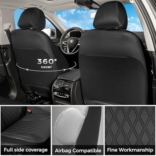 Image of FLORICH Car Seat Covers Full Set, Leather Seat Covers for Cars, Car Seat Protector Waterproof Breathable, Universal Automotive Seat Covers, Front and Rear Car Seat Cover Fit for Most Sedans SUV Truck