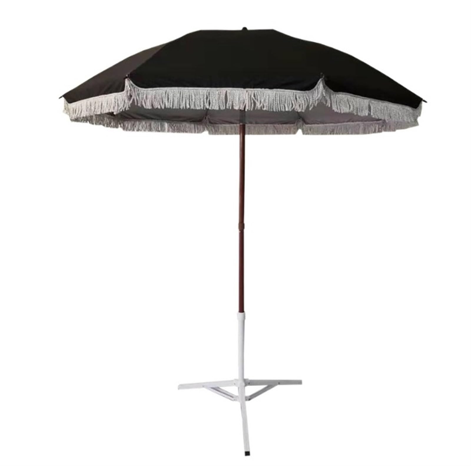 Parasole 6.5 Patio Parasol Fringe Outdoor Tassel Parasol Stalowy Słupek I Żebra Push Button Tilt Parasol Ogrodowy