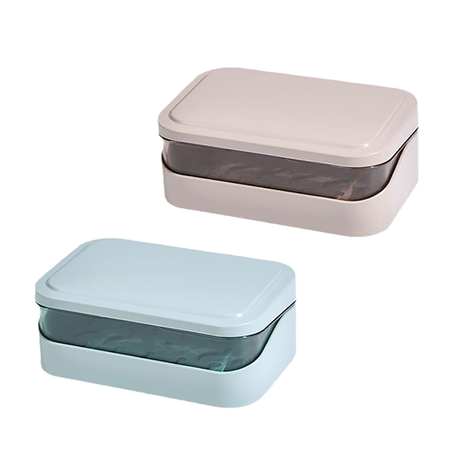 PLAYTHROUGH Soap Dish with Lid 2 Pcs, Traveling Soap Holders, Double Layer Design (Pink, Green)