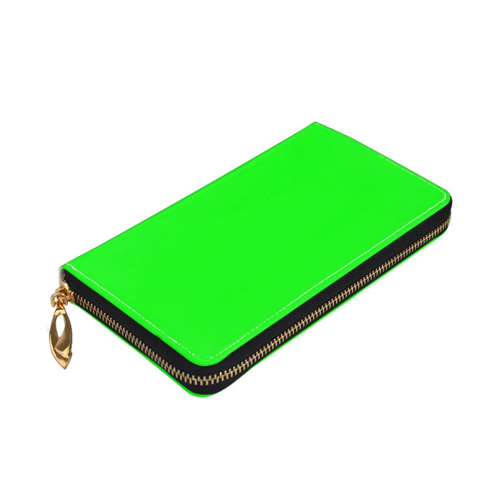 Cartera larga de piel con cremallera y patrón marrón café, Cartera
