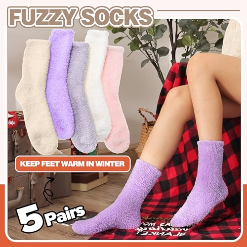 Image of Fuzzy Socks Fluffy Thick Warm Winter Soft Cozy Plush Sleep Home Fleece Cabin Soft House Socks for Women Men