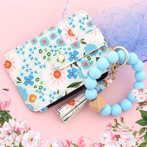 Boho Style Beaded Tassel Keychain Wallet, Boho Beaded Wallet Keychain,Women's BohoBeaded Walletwith Flower Pattern3