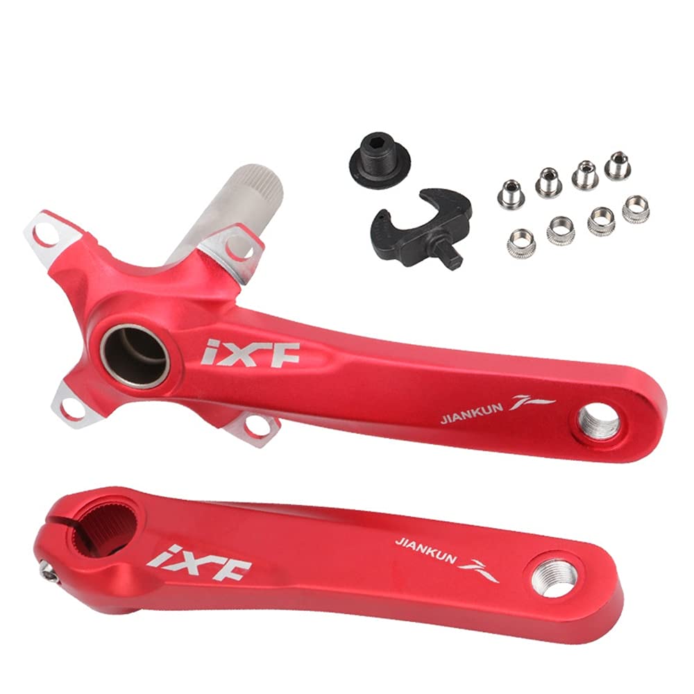 104 BCD Mountain Bike Guarnitura singola velocità, 170 mm MTB Square conico guarnitura di ricambio per pedivella della bicicletta Set (rosso)