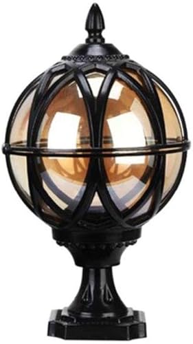 MUMUMI Lámpara de cabeza de columna de bola, impermeable, para exteriores, lámpara de puerta de villa, lámpara de jardín europea, de aluminio,