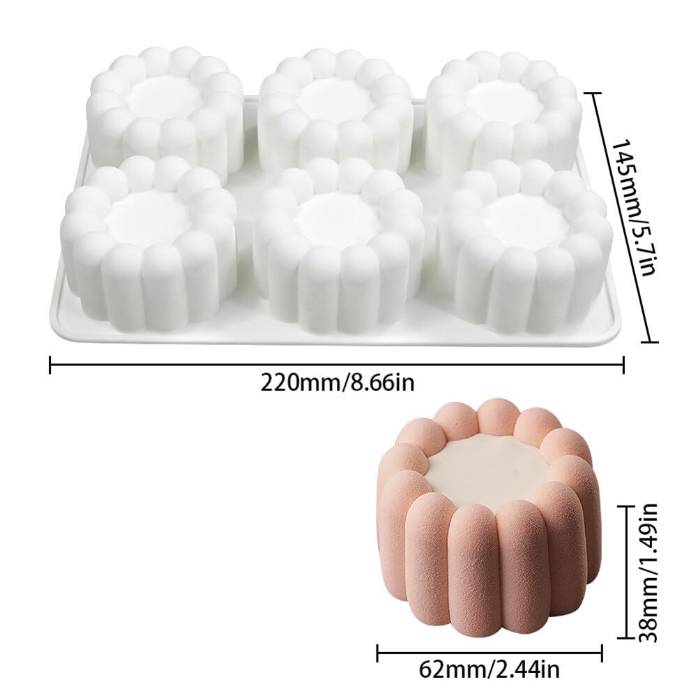Moldes de silicona de 6 cavidades con forma de flor, corazón, estrellas, cuadrados, para decoración de cubitos de hielo para tartas caseras, chocolate, magdalenas, moldes para manualidades (4
