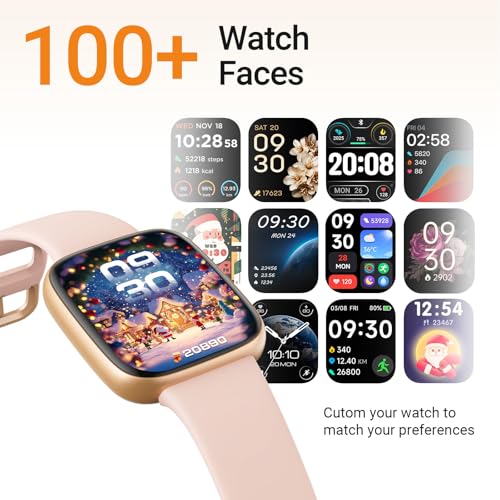 Image of Fitpolo Smart Watch for Women - 1.85″ AMOLED Touch Display, Heart Rate + SPO₂ Monitor, Sleep Tracking, Bluetooth Calling, 3ATM Waterproof, Fitness Tracker for iPhone /Android Phones,2 Bands