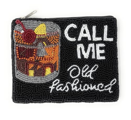 TWINE AND LOVE Call Me Old Fashioned Beaded Coin Purse Pouch, Small Wallets for Her, Card Pouch Bag, Cosmetic Bag, Best Friend Birthday Gifts, Handmade Gift, Black, CP202-4