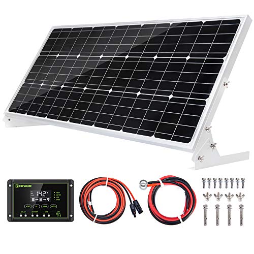Topsolar 100W 12V Solar Panel Kit Battery Charger 100 Watt 12 Volt Off Grid System for Homes RV Boat + 30A Solar Charge Controller + Solar Cables + Brackets for Mounting by Topsolar - Used condition - US$93.05