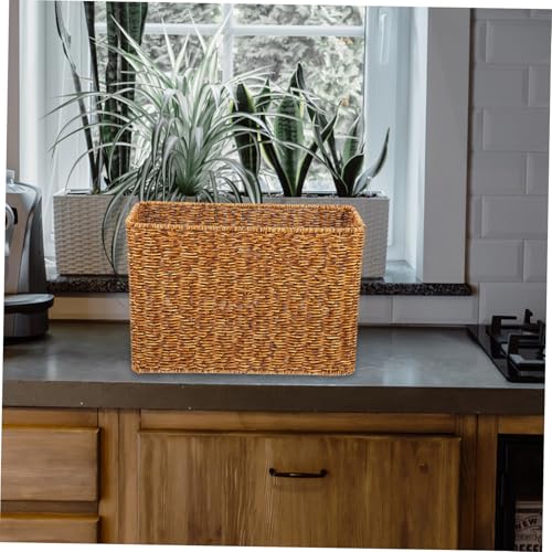 Panier de rangement rectangulaire marron en plastique pour magazines - 7