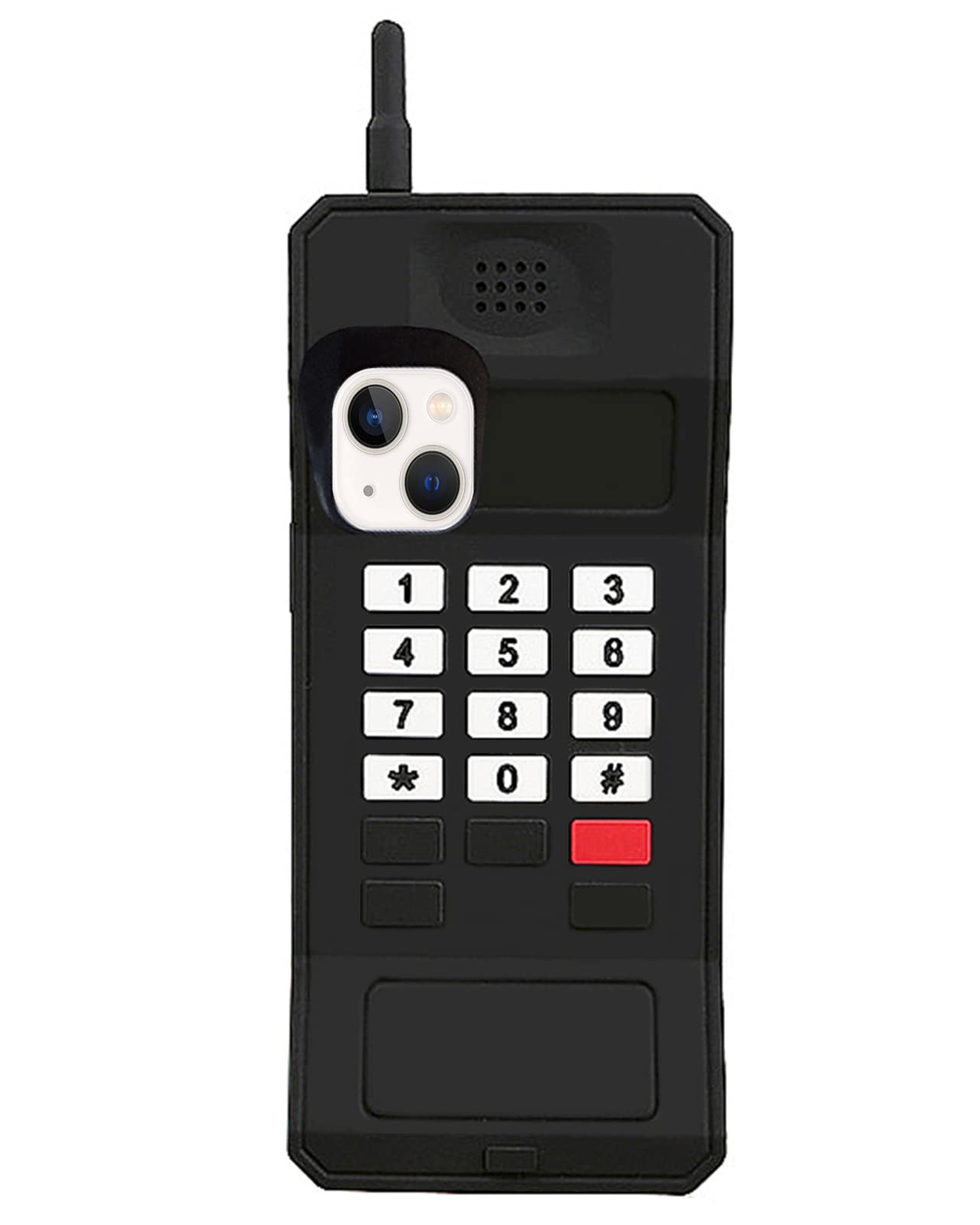 UnnFiko 3D Silicone Case Compatible with iPhone 13, Retro Classic Creative Soft Rubber Bumper Cover Cool Thick Protective Stand Case(Retro Cellphone