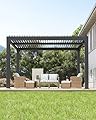 GarveeLife Louvered Pergola 10 ft x 12 ft, Outdoor Pergola with Adjustable Louvered Roof, Reinforced Aluminum Frame, Integrated Drainage System, Hardtop Gazebo for Patio, Deck, Gray